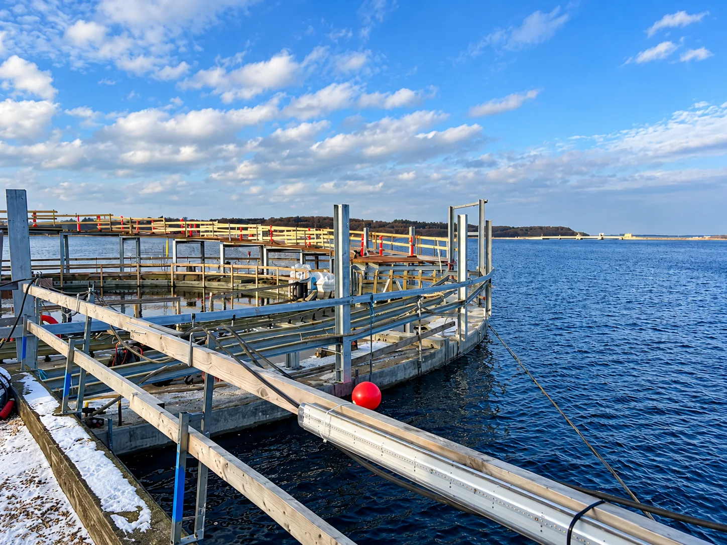 Stålkonstruktionen ved havnebadet under opførelse
