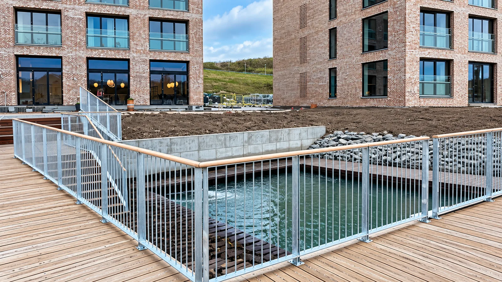 Rækværk langs promenaden ved Sønderborg Havn